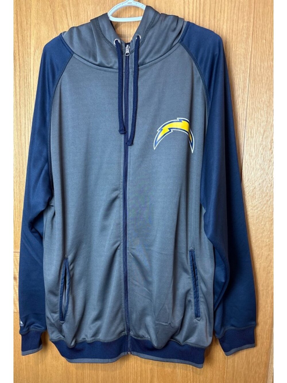 Los Angeles Chargers Majestic Full-Zip Hoodie Jacket LT Gray/Navy Polyester